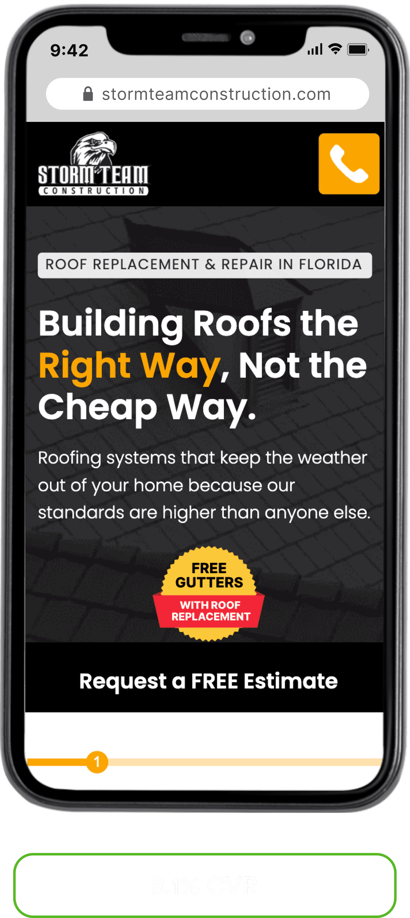 Client landing page — 8.1% CVR